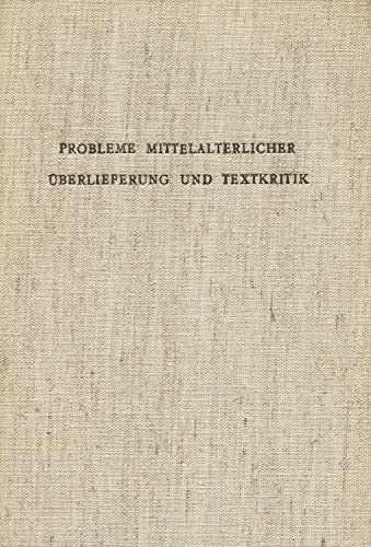 Anglo-German seminar on problems of Middle High German textual criticism, 1966