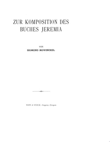 Zur Komposition des Buches Jeremia