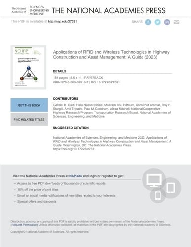 Applications of RFID and Wireless Technologies in Highway Construction and Asset Management: A Guide