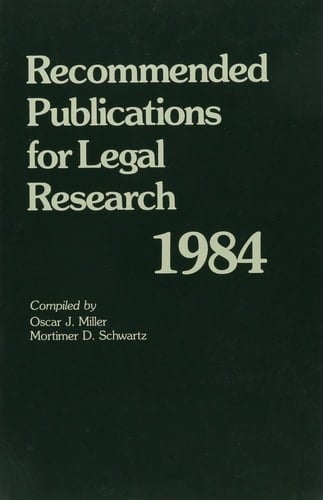 Recommended Publications for Legal Research, 1984