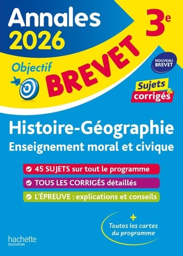 Annales Brevet 2026 - Histoire-géo-EMC 3e - sujets et corrigés