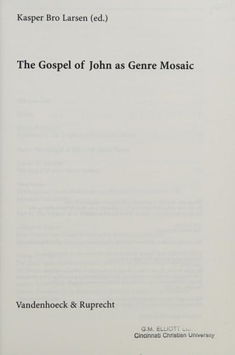 The Gospel of John as Genre Mosaic