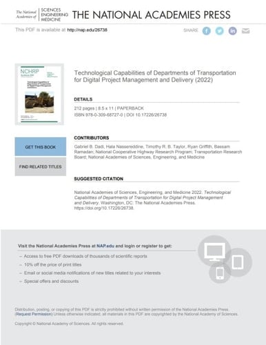Technological Capabilities of Departments of Transportation for Digital Project Management and Delivery