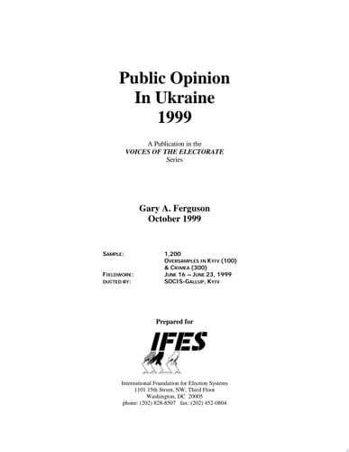 Public Opinion in Ukraine, 1999