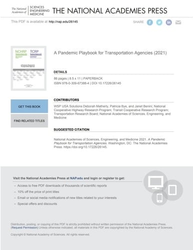A Pandemic Playbook for Transportation Agencies