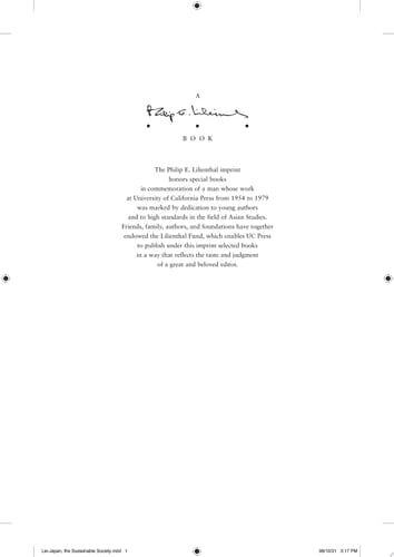 Japan, the Sustainable Society The Artisanal Ethos, Ordinary Virtues, and Everyday Life in the Age of Limits