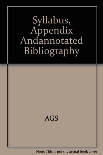 Syllabus, Appendix Andannotated Bibliography