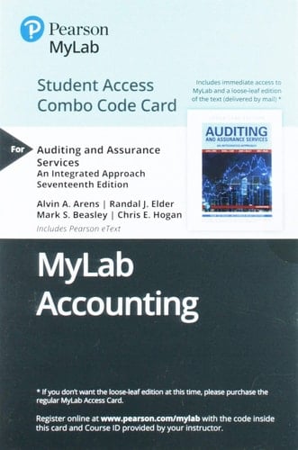 Auditing and Assurance Services Mylab Acccouting Combo Access Card