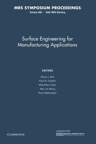 Surface Engineering for Manufacturing Applications: Volume 890