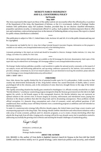 Mexico's Narco-Insurgency and U.S. Counterdrug Policy