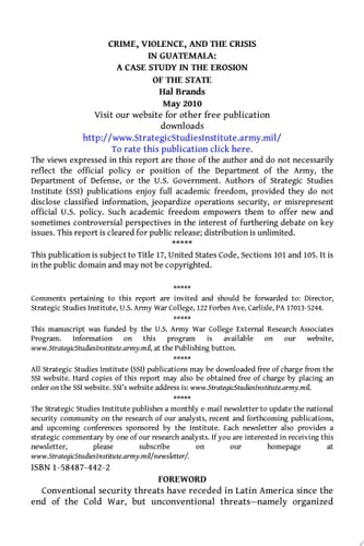 Crime, Violence, and the Crisis in Guatemala :.