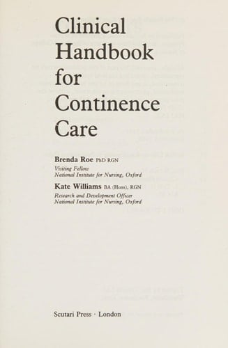 Clinical Handbook for Continence Care
