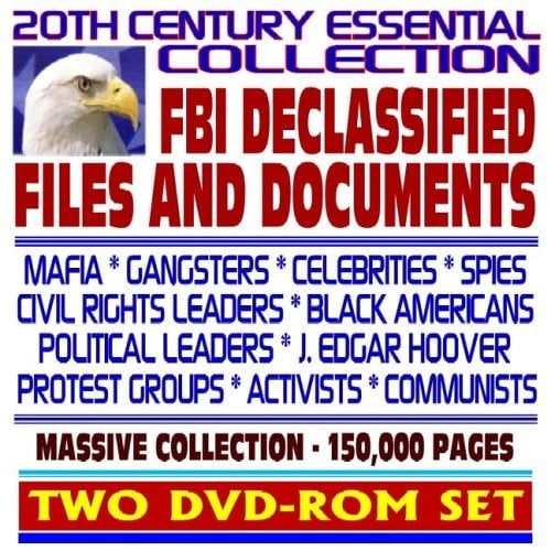 20th Century Essential Collection of FBI Declassified Files and Documents: Mafia, Celebrities, Spies, Civil Rights Leaders, J. Edgar Hoover, Protest Groups, Communists (Two DVD-ROM Set)