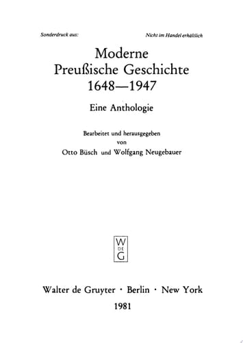 Moderne Preußische Geschichte 1648–1947