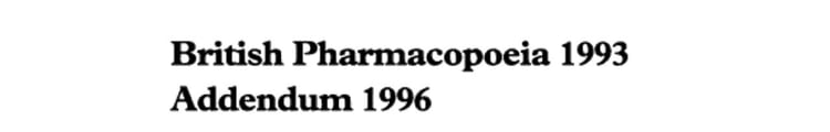 British Pharmacopoeia 1993 Addendum 1996
