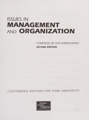Issues in Management and Organization
