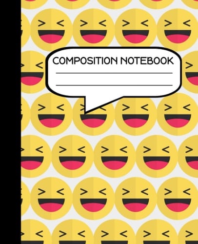 Composition Book: WIDE RULED | 100 pages, 7.5" x 9.25" | Cute Emoji Notebook | LOL | Fun Notebook | Middle School Notebook | Elementary School Notebook | Homeschool Notebook