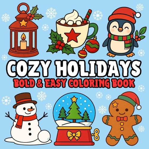 Cozy Holidays: Enjoy Coloring Bold and Easy Christmas Scenes for the Whole Family