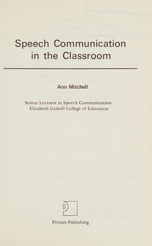 Speech Communication in the Classroom