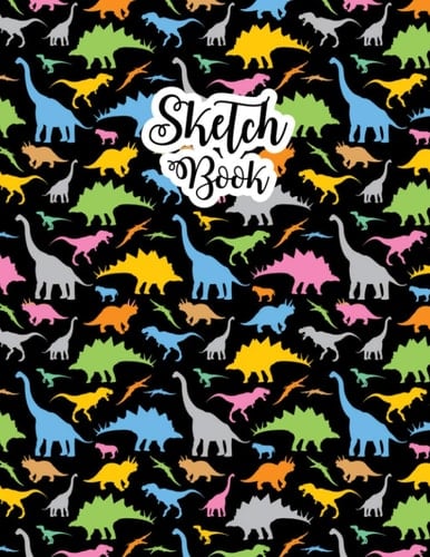 Sketch Book: Dinosaur Blank Sketch Notebook For Boys Drawing, Sketching, Doodling 110 pages 8.5" x 11"