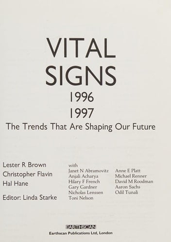 Vital Signs 1996 1997 The Trends That Are Shaping Our Future