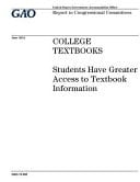 College Textbooks Students Have Greater Access to Textbook Information