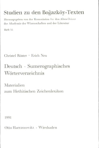 Deutsch-sumerographisches Wörterverzeichnis Materialien zum Hethitischen Zeichenlexikon