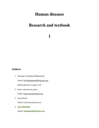 Human diseases Research and textbook 1 Heart, Diabetes, Bacterial, ADHD, skin