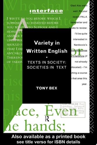 Variety in Written English Texts in Society/Societies in Text