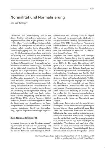 Normalität und Normalisierung Ein Beitrag aus dem Handbuch Soziale Arbeit, 6. Auflage