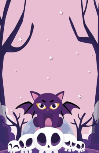Spooky Purple Cat Notebook: 5.06 x 7.81 Dot Grid notebook / trackers, journaling, writing down thoughts and more.
