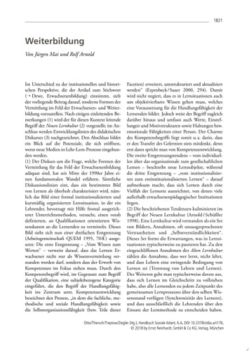 Weiterbildung Ein Beitrag aus dem Handbuch Soziale Arbeit, 6. Auflage