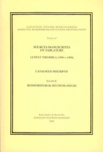 Sources manuscrites en tablature: Bundesrepublik Deutschland (D)