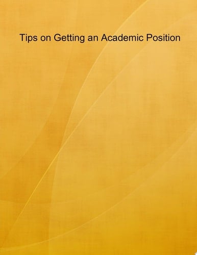 Tips on Getting an Academic Position