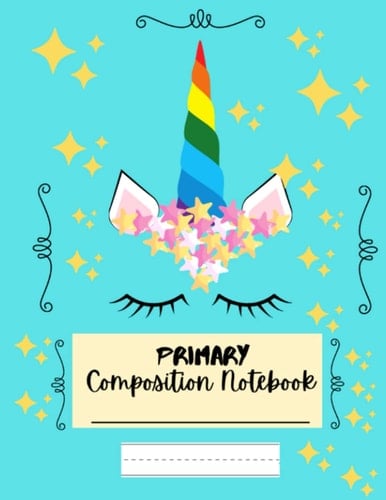 Light Blue Unicorn Primary Composition Notebook  :: Grades K-2 |Handwriting Practice Paper | Dotted Lines | 100 Pages | 8.5x11 | Unicorn Cover