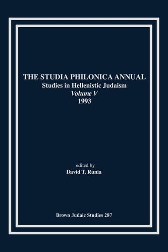 The Studia Philonica Annual V, 1993