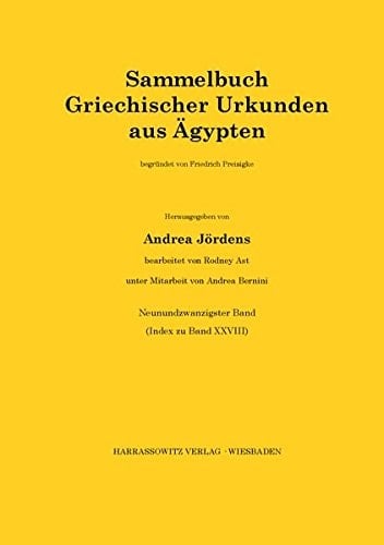 Sammelbuch griechischer Urkunden aus Ägypten Index zu Band XXVIII