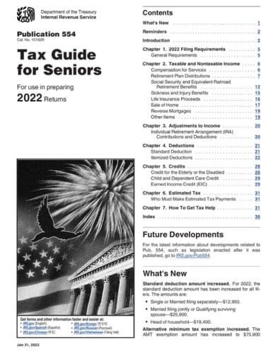 Tax Guide for Seniors (Publication 554): For Use in Preparing 2022 Returns (IRS Publications)