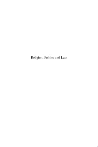 Religion, Politics and Law Philosophical Reflections on the Sources of Normative Order in Society