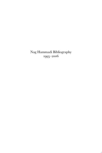 Nag Hammadi Bibliography 1995-2006