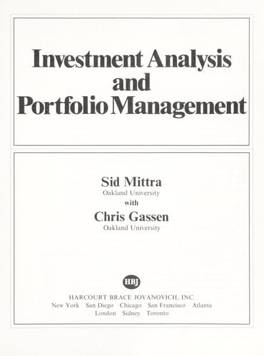 Investment Analysis and Portfolio Management