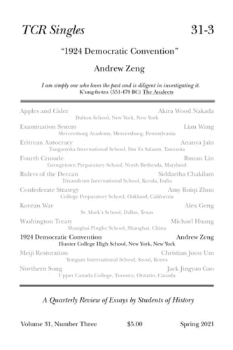 TCR Singles 31-3 1924 Democratic Convention