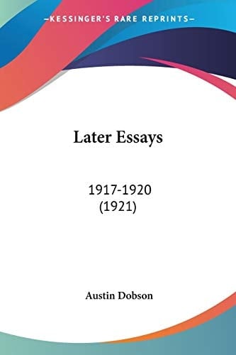 Later Essays: 1917-1920 (1921)