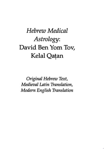 Hebrew Medical Astrology