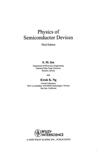 Physics of Semiconductor Devices