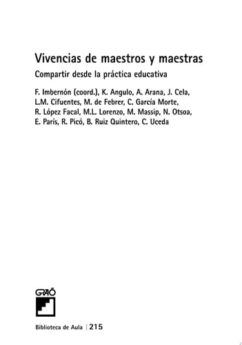 Vivencias de maestros y maestras Compartir desde la práctica educativa