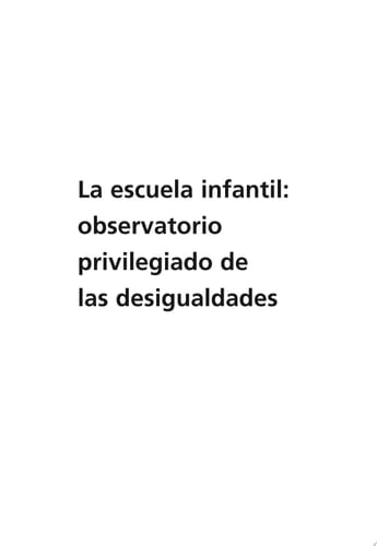 La escuela infantil: observatorio privilegiado de las desigualdades
