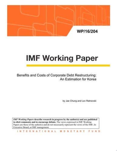 Benefits and Costs of Corporate Debt Restructuring An Estimation for Korea