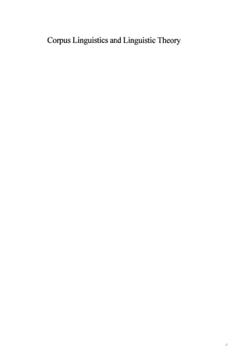 Corpus Linguistics and Linguistic Theory Papers from the Twentieth International Conference on English Language Research on Computerized Corpora (ICAME 20) Freiburg im Breisgau 1999