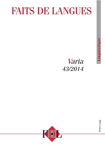 Faits de Langues Vol. 43 - 1/2014 Varia